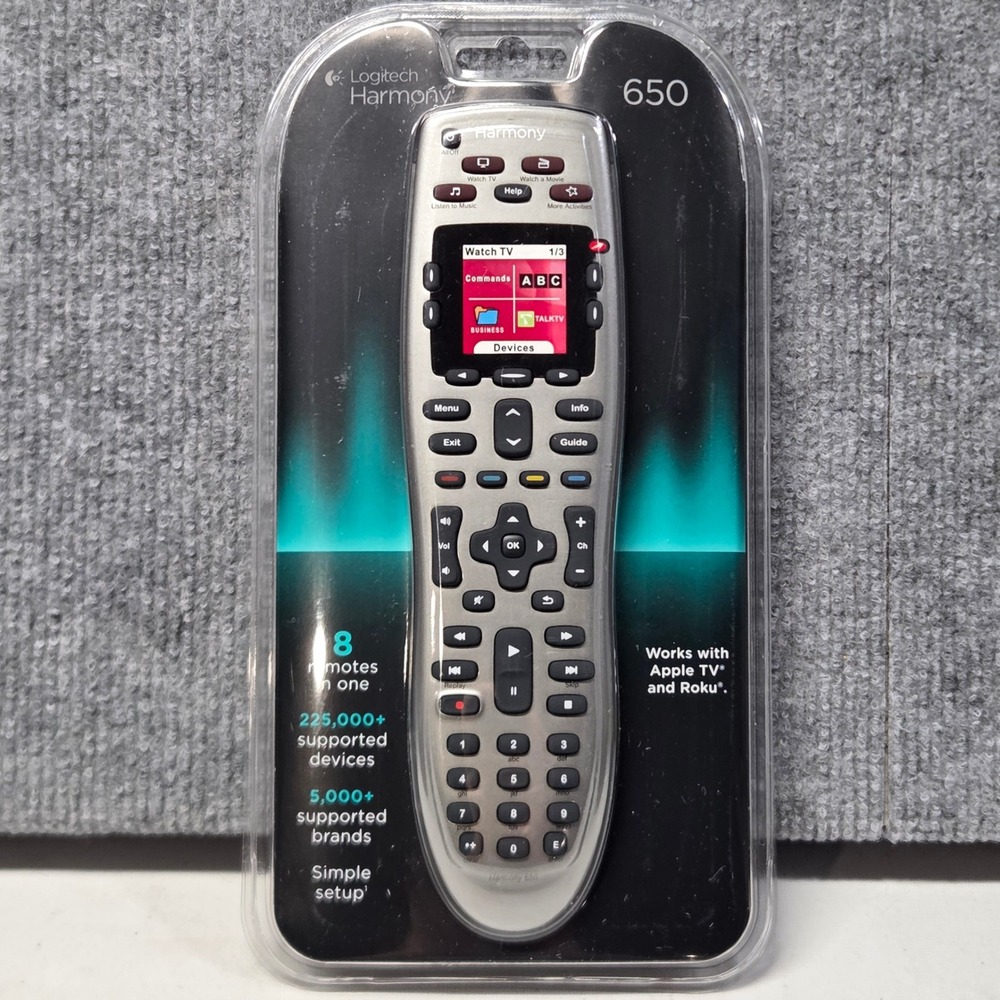 Logitech Harmony 650 Universal Remote Control Silver 915-000159 Color Screen